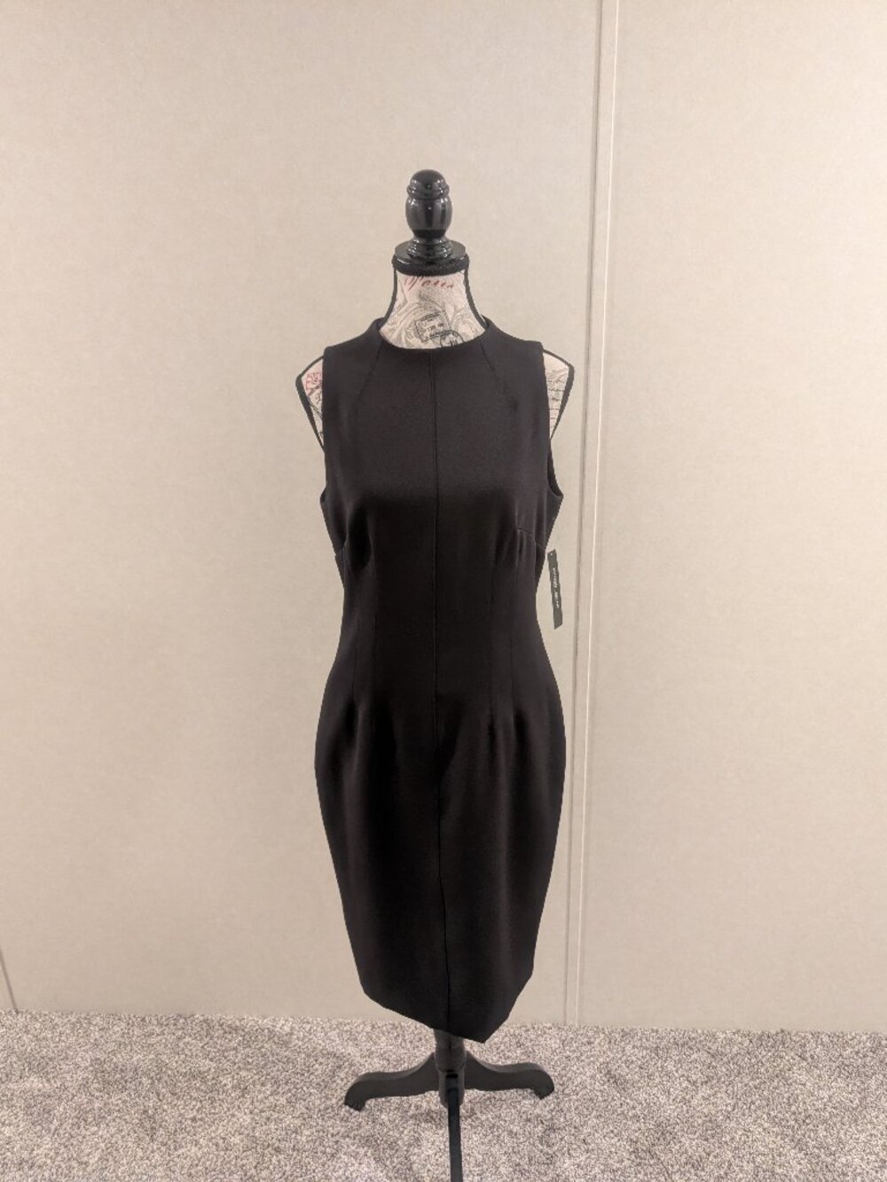 NWT Antonio Melani Cindy Black Stretch Crepe Sheath Dress Size 8 Career